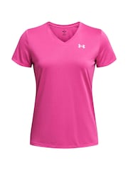 Under Armour Bright Pink Tech V Neck T-Shirt - Image 6 of 7