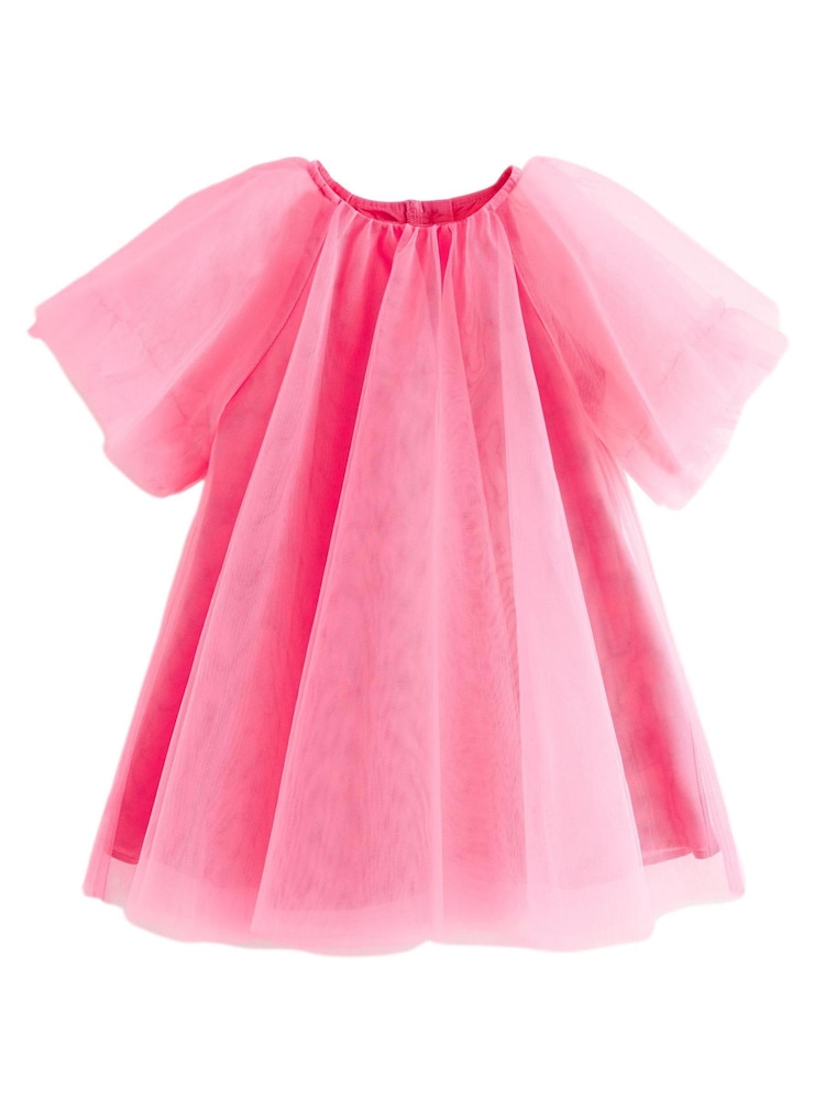 Fluro Pink Mesh Party Dress (3mths-8yrs) - Image 2 of 4