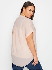 Yours Curve Pink Half Placket Blouse - Image 3 of 4
