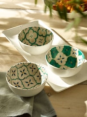 Neutral/Turquoise Mediterranean Picnic Serveware Condiment Bowl - Image 1 of 4