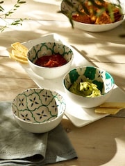 Neutral/Turquoise Mediterranean Picnic Serveware Condiment Bowl - Image 2 of 4