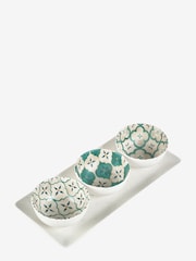 Neutral/Turquoise Mediterranean Picnic Serveware Condiment Bowl - Image 4 of 4