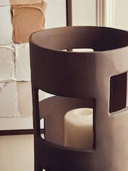 Fifty Five South Brown Prato Large Textured Candle Holder - Image 3 of 6