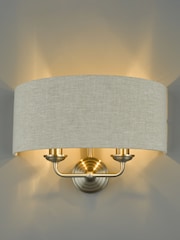 Laura Ashley Satin Nickel Sorrento 2 Light Wall Light Lamp Shade - Image 1 of 5