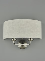 Laura Ashley Satin Nickel Sorrento 2 Light Wall Light Lamp Shade - Image 2 of 5