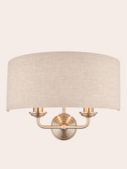 Laura Ashley Satin Nickel Sorrento 2 Light Wall Light Lamp Shade - Image 3 of 5