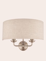 Laura Ashley Satin Nickel Sorrento 2 Light Wall Light Lamp Shade - Image 4 of 5