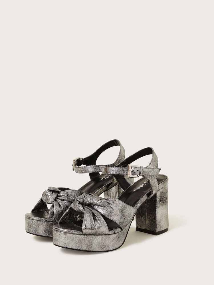 Monsoon Natural Metallic Twist Knot Platform Heels - Image 1 of 3 Monsoon Natural Metallic Twist Knot Platform Heels - Image 1 of 3