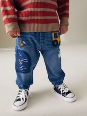 Mid Blue Farmyard Pull-On Cuffed Jeans (3mths-7yrs) - Image 1 of 8