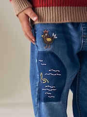 Mid Blue Farmyard Pull-On Cuffed Jeans (3mths-7yrs) - Image 4 of 8