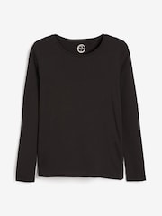 Black/White/Grey/Blue/Green 100% Cotton Long Sleeve Tops 5 Pack - Image 13 of 16