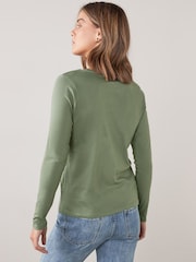 Black/White/Grey/Blue/Green 100% Cotton Long Sleeve Tops 5 Pack - Image 7 of 16