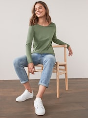 Black/White/Grey/Blue/Green 100% Cotton Long Sleeve Tops 5 Pack - Image 8 of 16