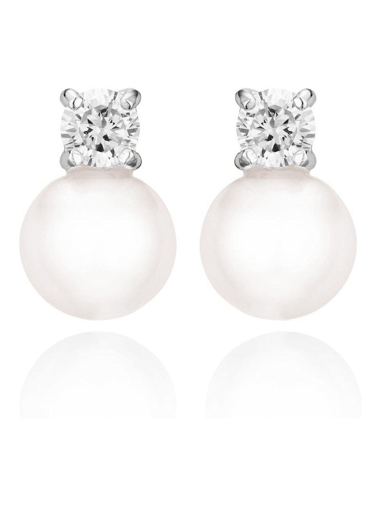 Beaverbrooks Simulated Pearl And Cubic Zirconia Drop Earrings - Image 1 of 4