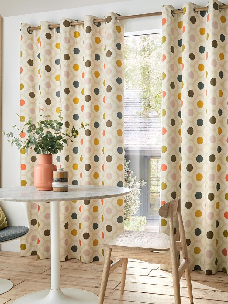 Orla Kiely Multi Spot Flower Blackout Eyelet Curtains - Image 1 of 3