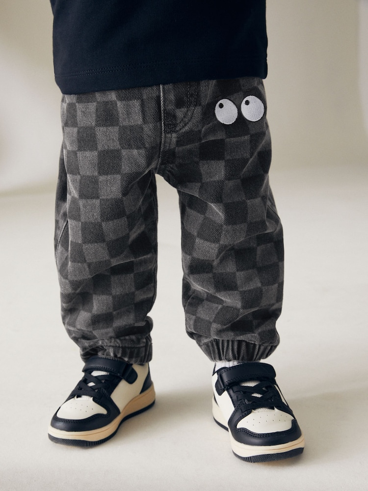 Black Denim 100% Cotton Checkerboard Jeans (3mths-7yrs) - Image 1 of 8