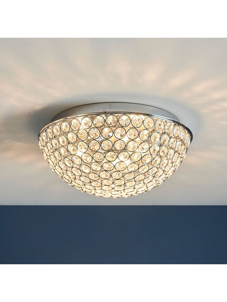 Gallery Home Silver Laura Flush Ceiling Light - Image 1 of 7