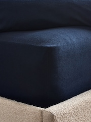 Navy Brushed 100% Cotton Supersoft Deep Fitted Sheet - Image 5 of 5