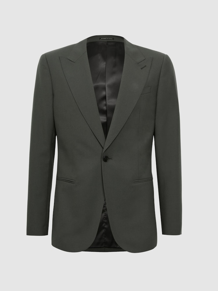 Reiss Forest Green Bold Slim Fit Wool Single Breasted Blazer - Image 2 of 6