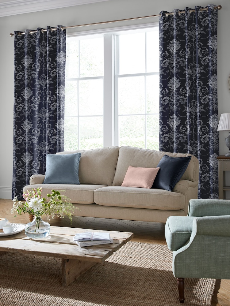 Laura Ashley Blue Josette Made to Measure Curtains - Image 1 of 9