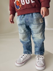 Mid Blue Tint 100% Cotton Panelled Jeans (3mths-7yrs) - Image 1 of 6