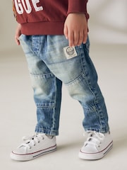 Mid Blue Tint 100% Cotton Panelled Jeans (3mths-7yrs) - Image 4 of 6