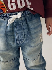 Mid Blue Tint 100% Cotton Panelled Jeans (3mths-7yrs) - Image 5 of 6