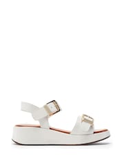 Moda in Pelle White Kaprii Leather Double Buckle Flatform Sandals - Image 1 of 4