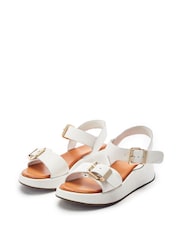 Moda in Pelle White Kaprii Leather Double Buckle Flatform Sandals - Image 2 of 4