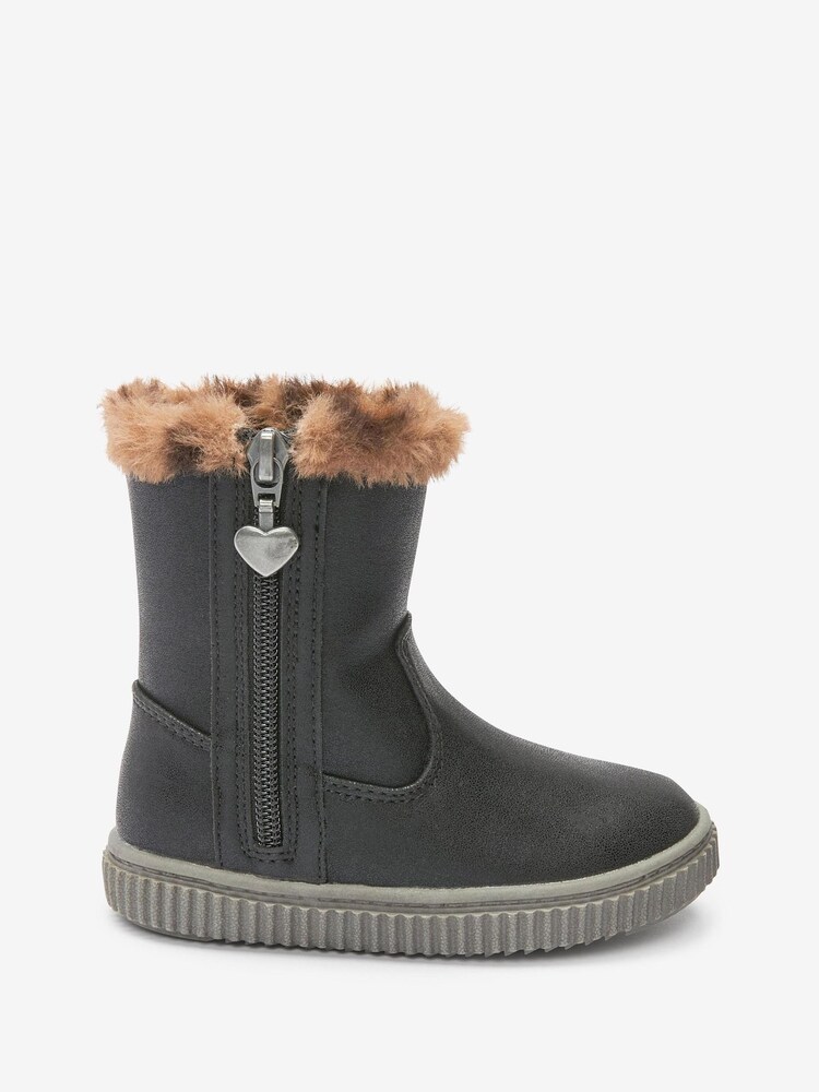 Black Wide Fit (G) Thinsulate™ Warm Lined Thermal Tall Zip Boots - Image 1 of 5