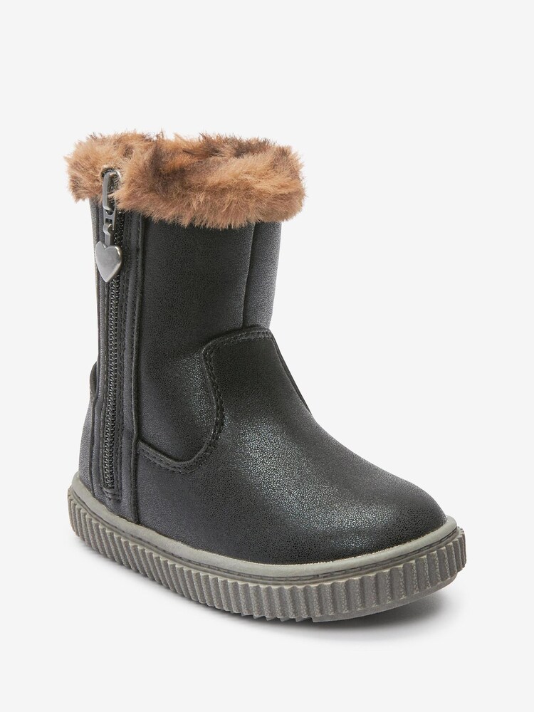 Black Wide Fit (G) Thinsulate™ Warm Lined Thermal Tall Zip Boots - Image 2 of 5 Black Wide Fit (G) Thinsulate™ Warm Lined Thermal Tall Zip Boots - Image 2 of 5