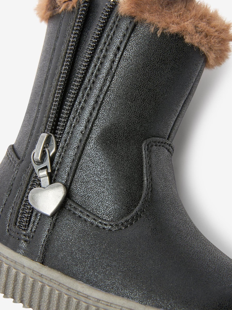Black Wide Fit (G) Thinsulate™ Warm Lined Thermal Tall Zip Boots - Image 5 of 5