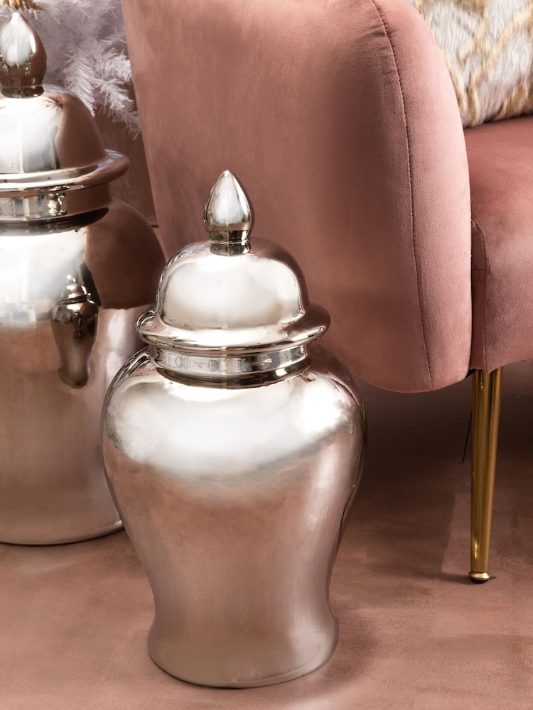 Fifty Five South Silver Kensington Townhouse Small Ceramic Jar - Image 1 of 4 Fifty Five South Silver Kensington Townhouse Small Ceramic Jar - Image 1 of 4