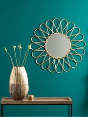 Pacific Gold Antique Gold Metal Petal Design Round Wall Mirror - Image 1 of 2