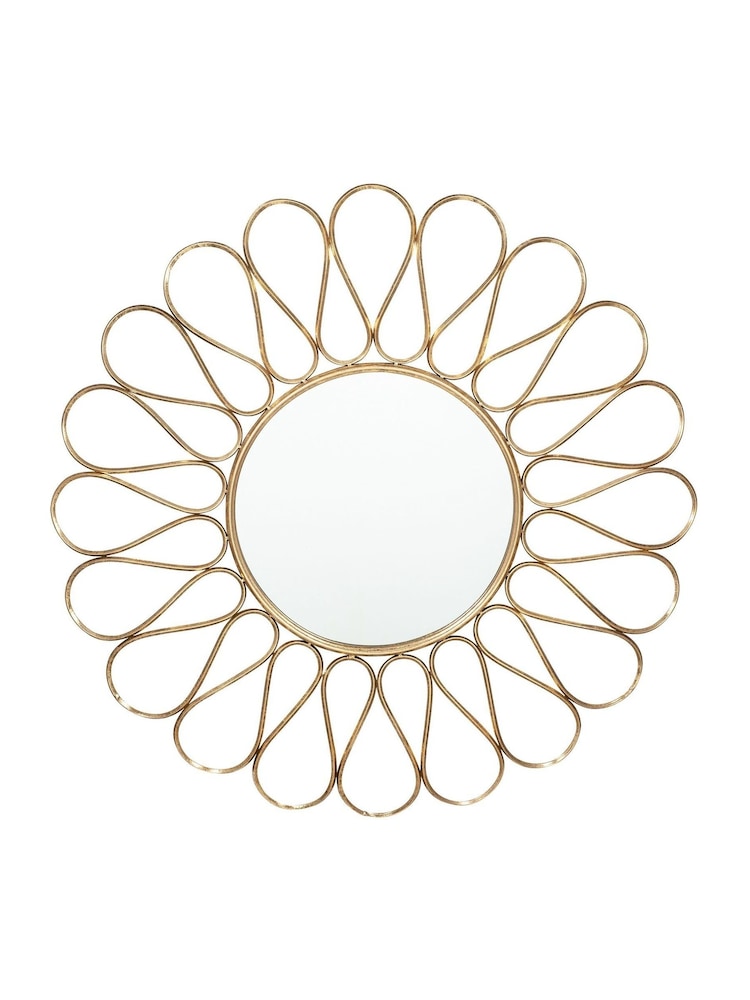 Pacific Gold Antique Gold Metal Petal Design Round Wall Mirror - Image 2 of 2