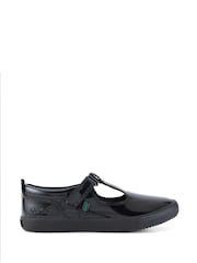 Kickers Black Junior Kariko T-Bar Hook and Loop Patent Leather Shoes - Image 1 of 10