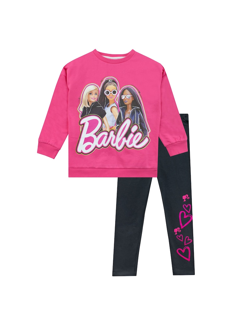 Character Pink Barbie Sweatshirt And Leggings Set - Image 1 of 8 Character Pink Barbie Sweatshirt And Leggings Set - Image 1 of 8