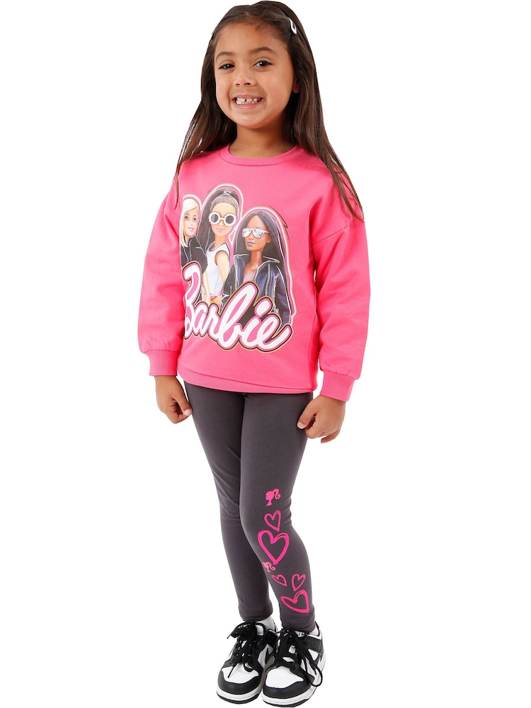 Character Pink Barbie Sweatshirt And Leggings Set - Image 2 of 8 Character Pink Barbie Sweatshirt And Leggings Set - Image 2 of 8