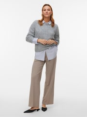 VERO MODA Grey Round Neck Cosy Knitted Jumper - Image 3 of 5