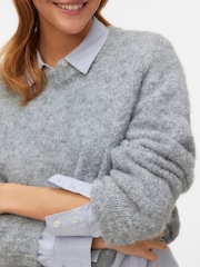 VERO MODA Grey Round Neck Cosy Knitted Jumper - Image 4 of 5