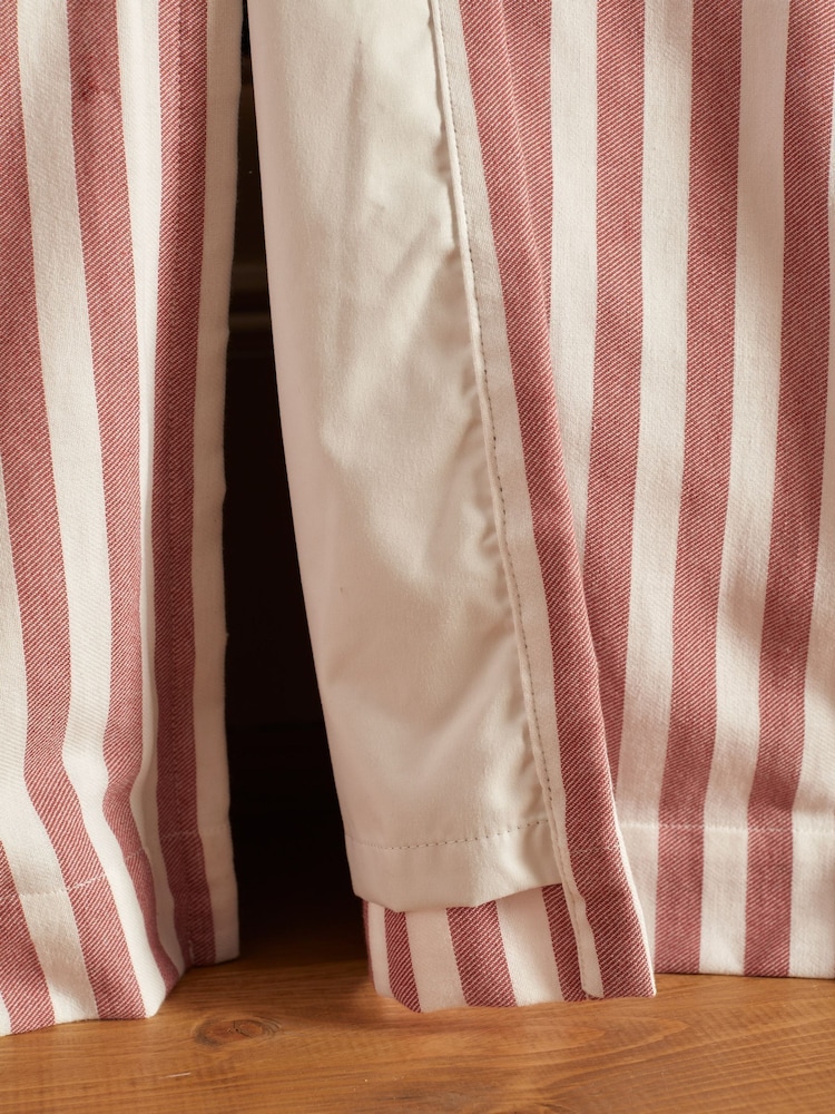Secret Linen Store Red Judy Stripe Frill Looptop Blackout Curtains - Image 3 of 3 Secret Linen Store Red Judy Stripe Frill Looptop Blackout Curtains - Image 3 of 3
