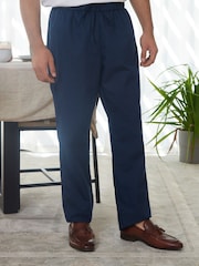 Navy Blue Drawstring Waist Mens Kurta Trousers - Image 1 of 7