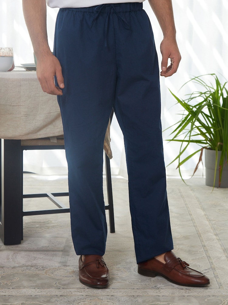 Navy Blue Drawstring Waist Mens Kurta Trousers - Image 1 of 7 Navy Blue Drawstring Waist Mens Kurta Trousers - Image 1 of 7