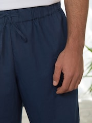 Navy Blue Drawstring Waist Mens Kurta Trousers - Image 3 of 7