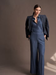 Blue Denim Look Tailored Shirt - Image 2 of 7