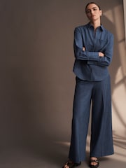 Blue Denim Look Tailored Shirt - Image 3 of 7