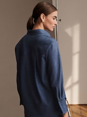 Blue Denim Look Tailored Shirt - Image 4 of 7