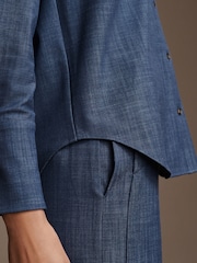 Blue Denim Look Tailored Shirt - Image 5 of 7