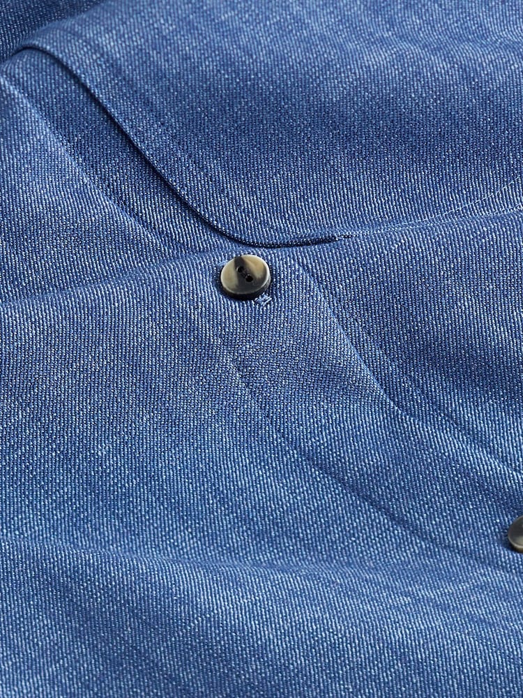 Blue Denim Look Tailored Shirt - Image 7 of 7