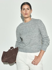 Grey Crew Neck Long Sleeve Knitted Jumper - Image 1 of 4
